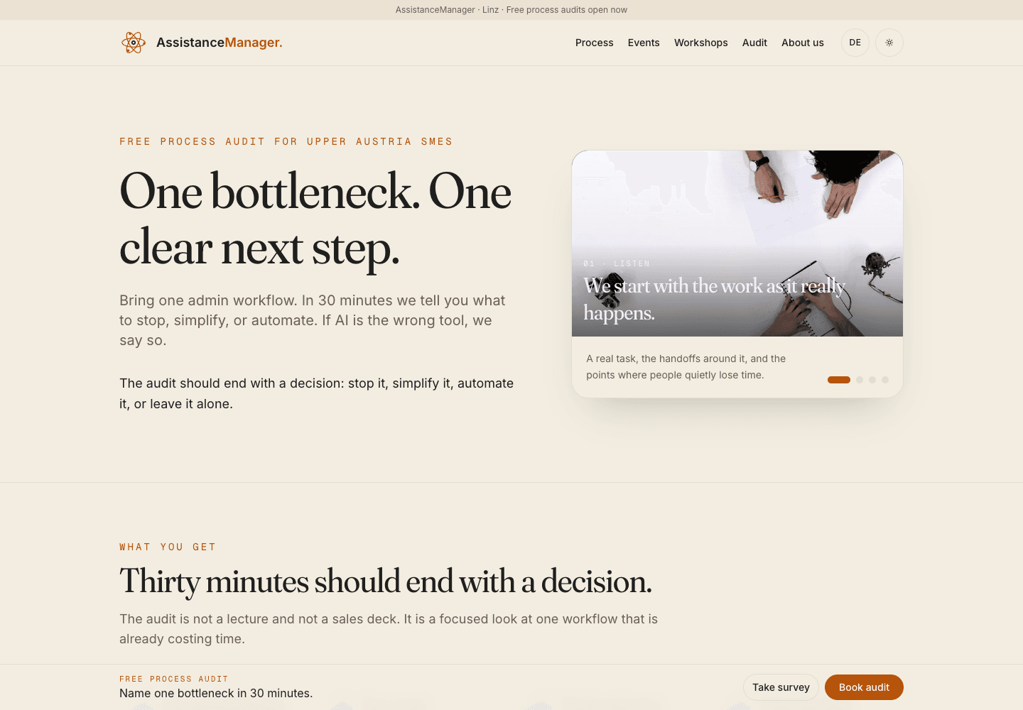 AssistanceManager website screenshot