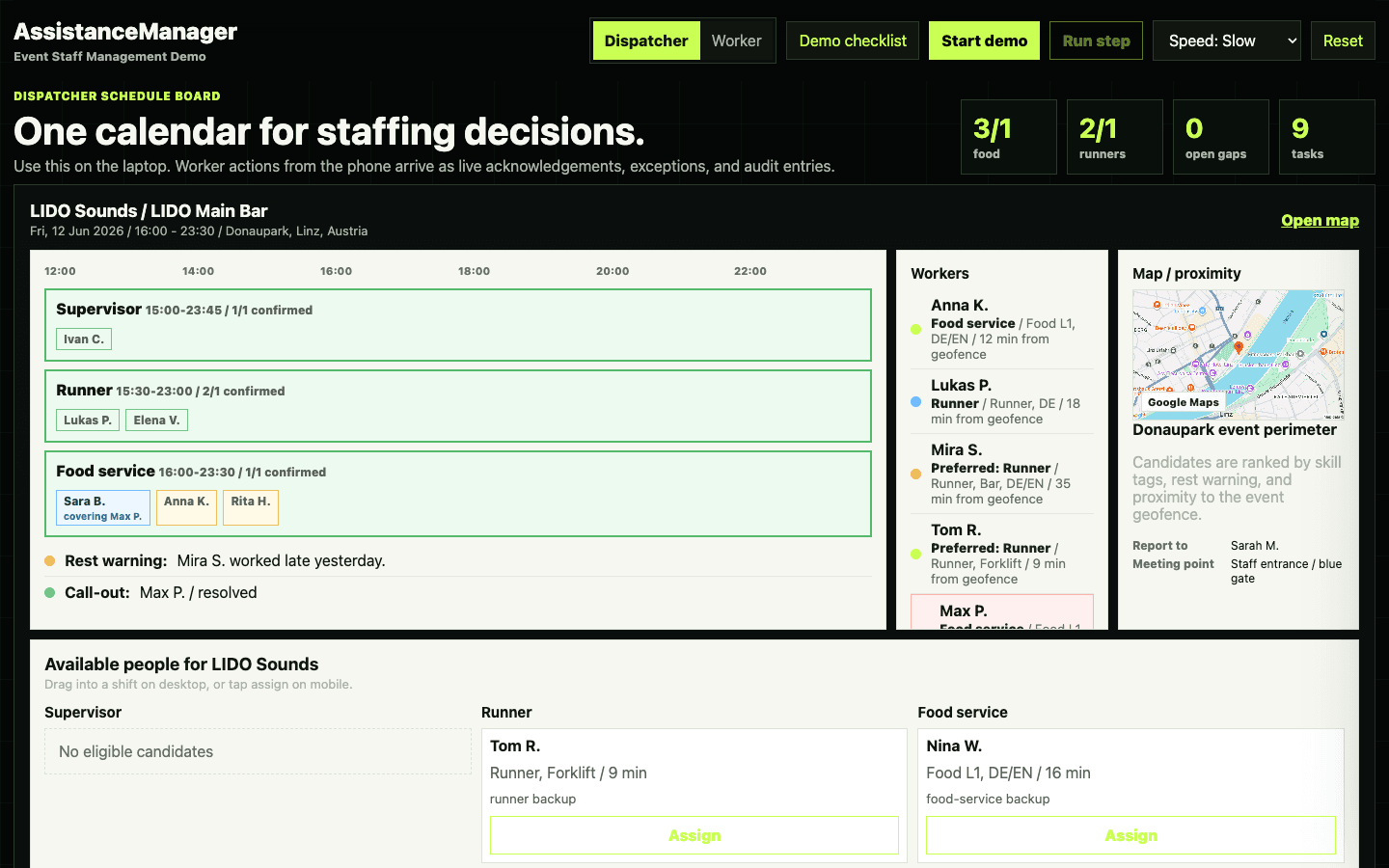 Dispatcher calendar board demo